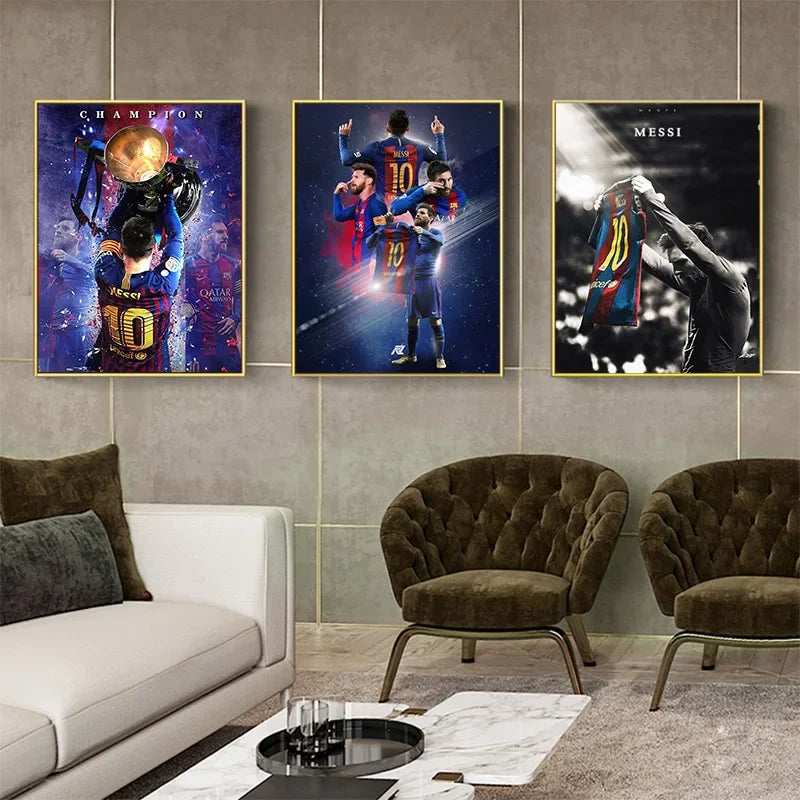 Affiche Toile Messi & Ronaldo 🐐 | Poster Football Légendes | Déco Chambre | 19 Designs | 3 Formats