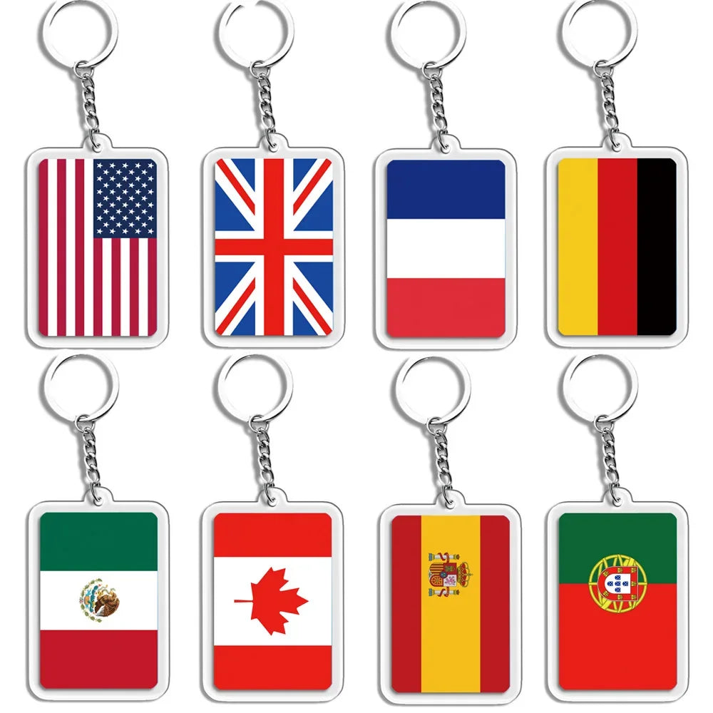 Porte-Clés Drapeaux du Monde Acrylique – Multi-Pays 🌍