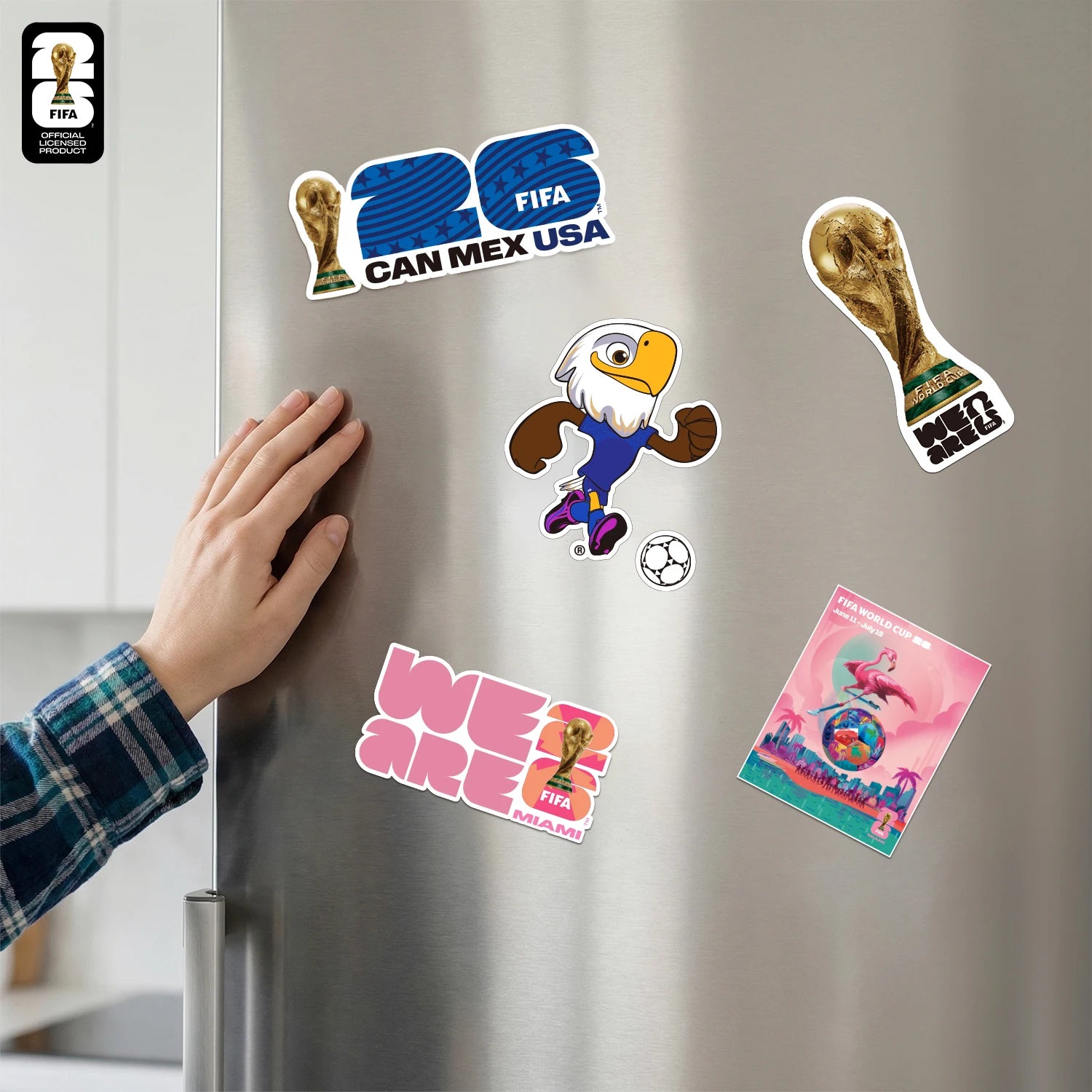Aimant Frigo Officiel FIFA 🏆 - Coupe du Monde 2026 | Trophée, Villes Hôtes & Mascotte | 12 Designs