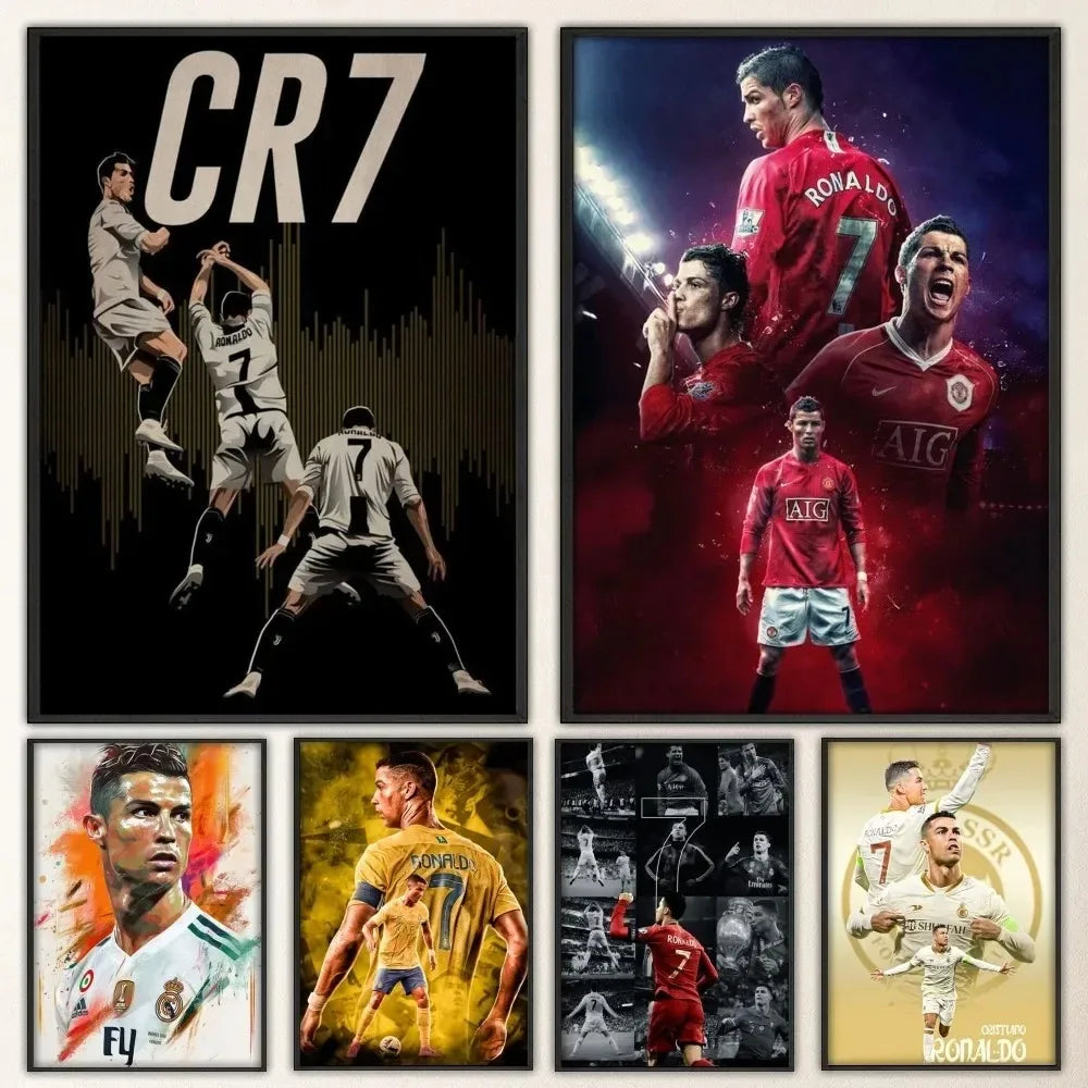 Affiche Toile Cristiano Ronaldo CR7 🐐 | Poster Football Légende | Déco Chambre | 10 Designs | 5 Formats