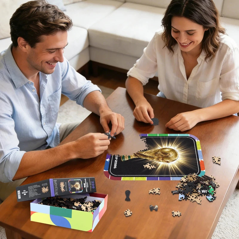 Puzzle en Bois Officiel FIFA 2026 🏆 - 200 Pièces Découpe Laser | Boîte Incluse | Déco & Cadeau Collector