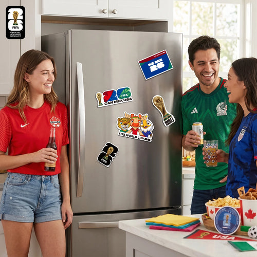 Aimant Frigo Officiel FIFA 🏆 - Coupe du Monde 2026 | Trophée, Villes Hôtes & Mascotte | 12 Designs