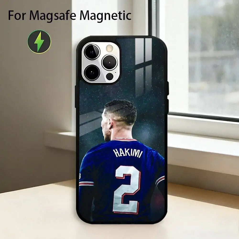 ⚽🔥 Coque Hakimi MagSafe | iPhone 11 à 17 Pro Max | Protection Premium Footballeur | Recharge Sans Fil