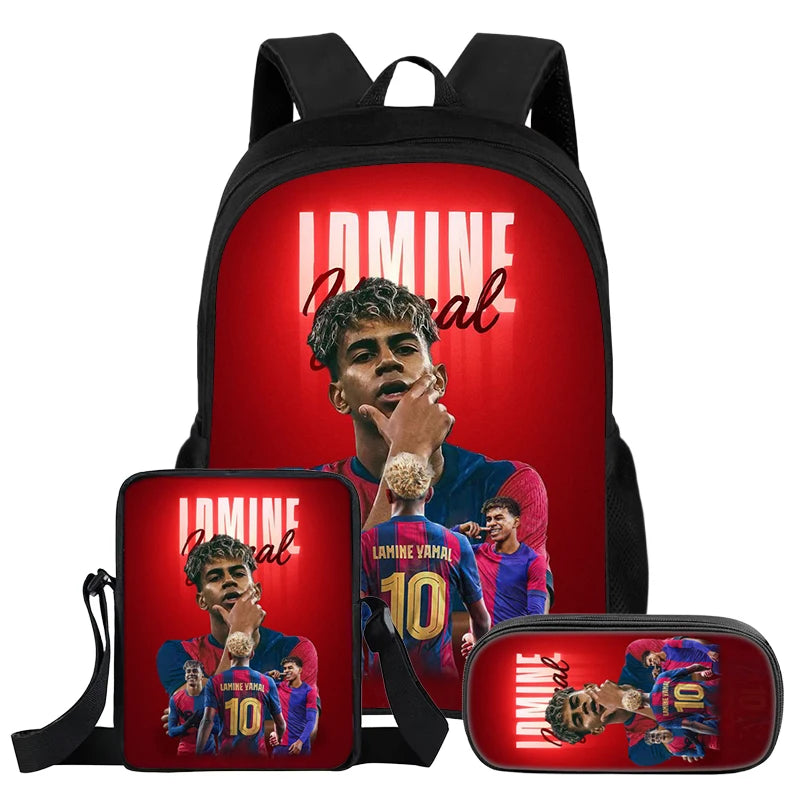 Pack 3 Sacs à Dos Lamin Yamal — Sac à Dos + Bandoulière + Trousse | 11 Coloris | Enfants