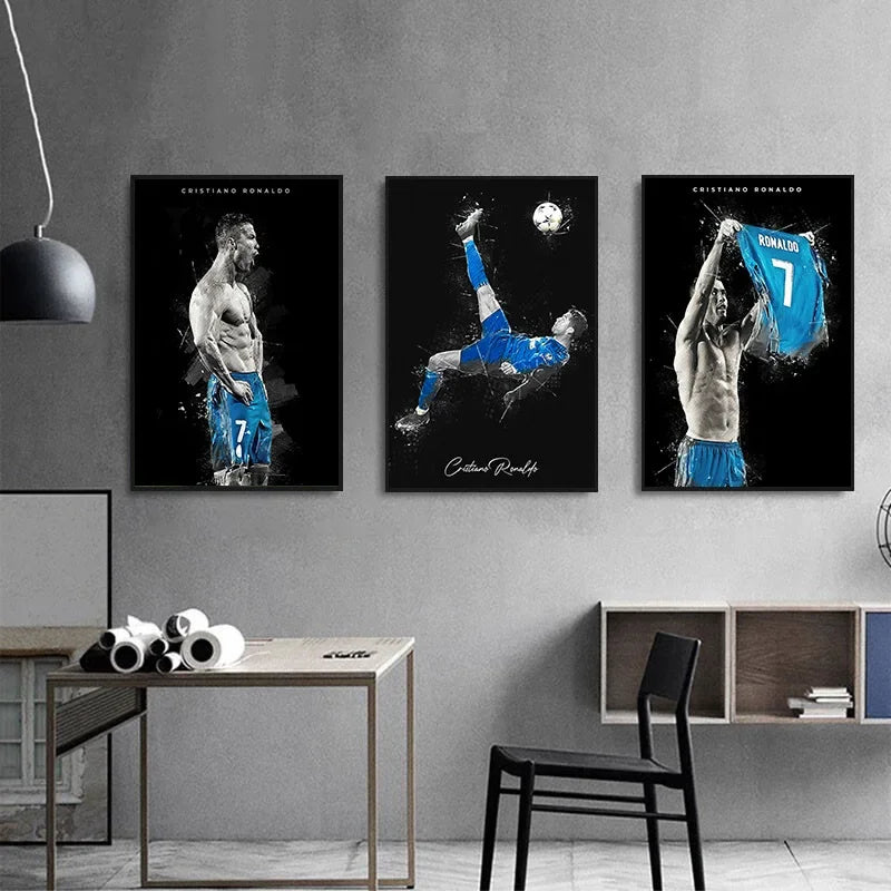 Affiche Toile Messi & Ronaldo 🐐 | Poster Football Légendes | Déco Chambre | 19 Designs | 3 Formats