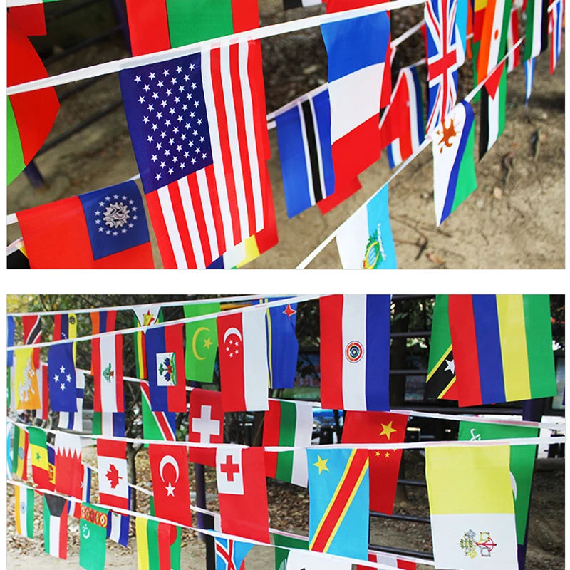 World Flags String 🌍🚩 | Guirlande Drapeaux Nations | 3 Formats | 32 à 100 pcs