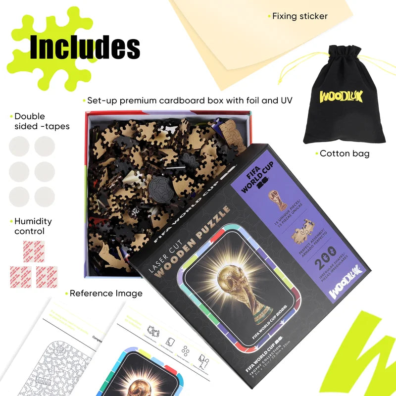 Puzzle en Bois Officiel FIFA 2026 🏆 - 200 Pièces Découpe Laser | Boîte Incluse | Déco & Cadeau Collector