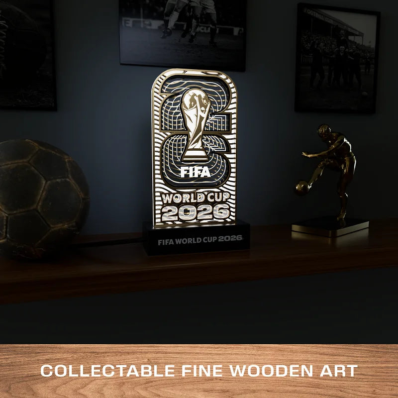 Lampe LED Trophée FIFA 2026 🏆💡 | Veilleuse Bois & Acrylique USB | Cadeau Fan Football | Déco Maison