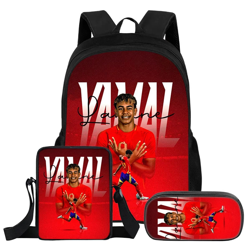 Pack 3 Sacs à Dos Lamin Yamal — Sac à Dos + Bandoulière + Trousse | 11 Coloris | Enfants