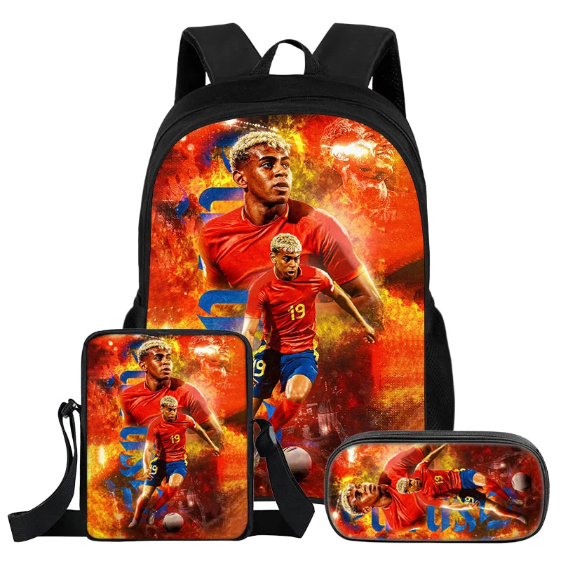 Pack 3 Sacs à Dos Lamin Yamal — Sac à Dos + Bandoulière + Trousse | 11 Coloris | Enfants