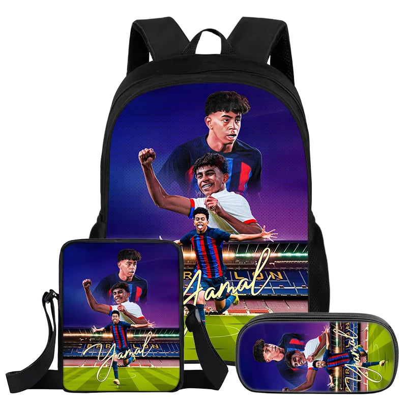 Pack 3 Sacs à Dos Lamin Yamal — Sac à Dos + Bandoulière + Trousse | 11 Coloris | Enfants