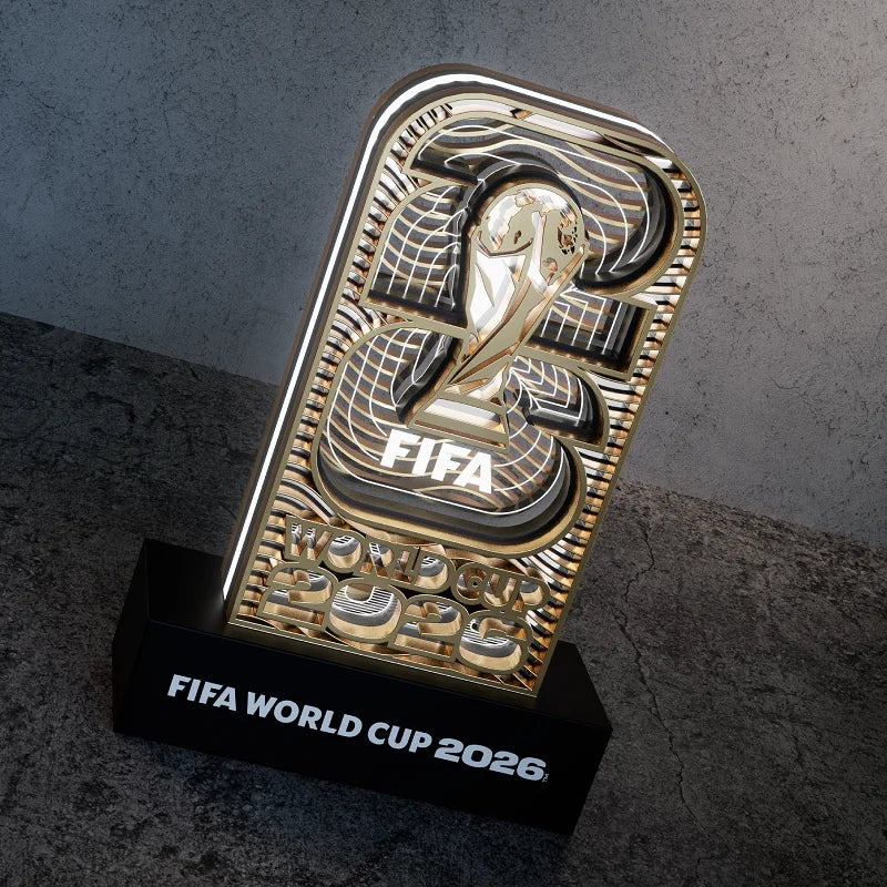 Lampe LED Trophée FIFA 2026 🏆💡 | Veilleuse Bois & Acrylique USB | Cadeau Fan Football | Déco Maison