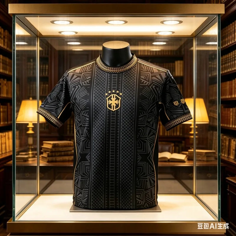 T-shirt Sport Brésil 2026 🇧🇷🔥 | Noir & Or | Famille | Séchage Rapide