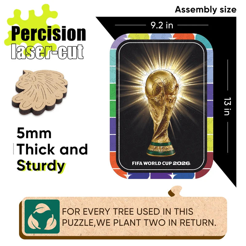Puzzle en Bois Officiel FIFA 2026 🏆 - 200 Pièces Découpe Laser | Boîte Incluse | Déco & Cadeau Collector