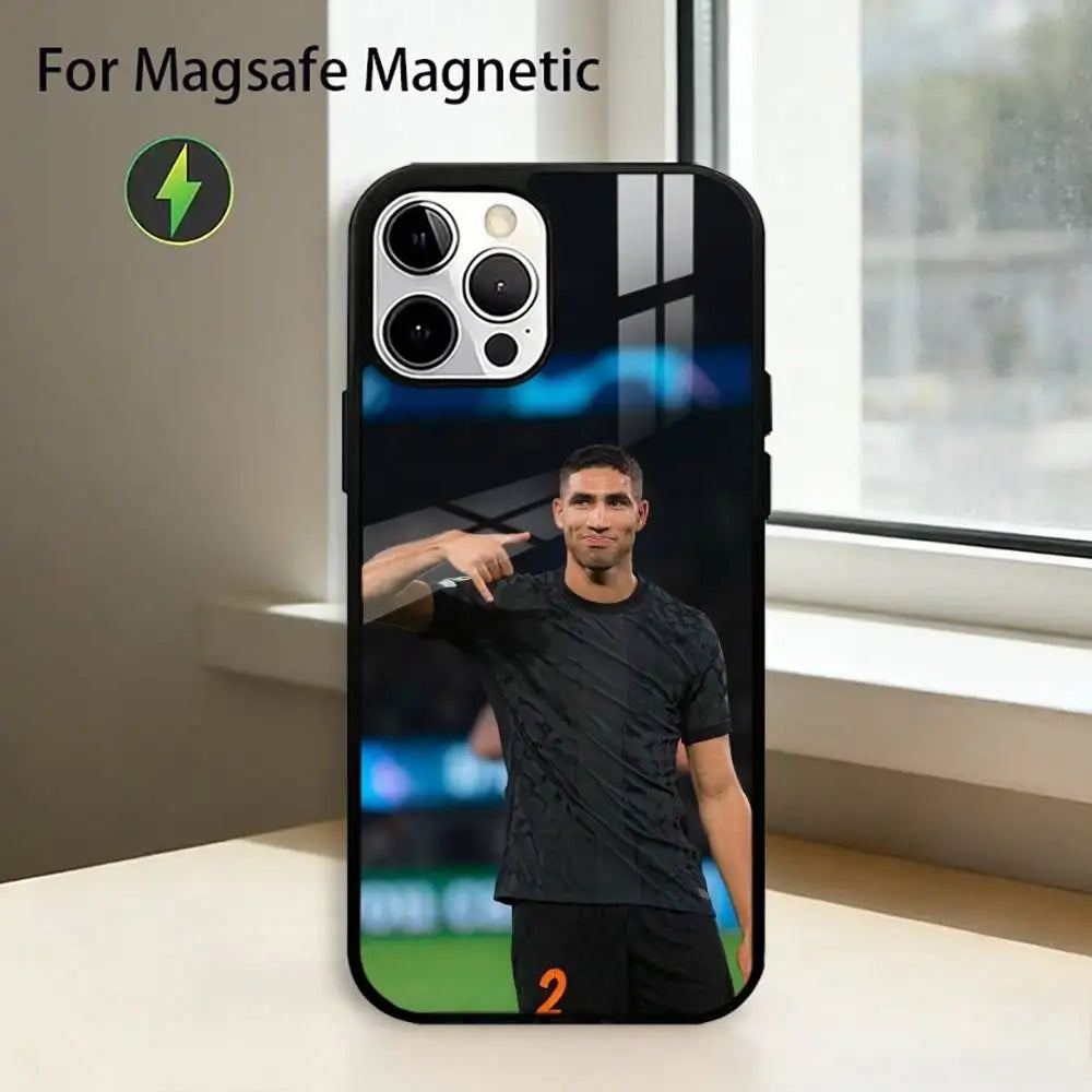⚽🔥 Coque Hakimi MagSafe | iPhone 11 à 17 Pro Max | Protection Premium Footballeur | Recharge Sans Fil
