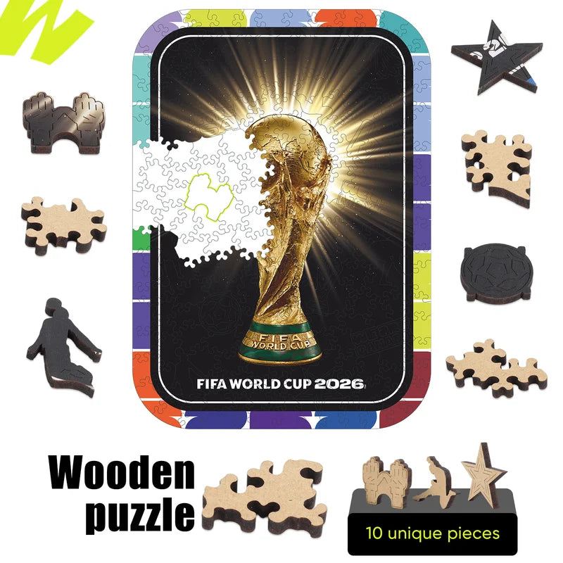 Puzzle en Bois Officiel FIFA 2026 🏆 - 200 Pièces Découpe Laser | Boîte Incluse | Déco & Cadeau Collector