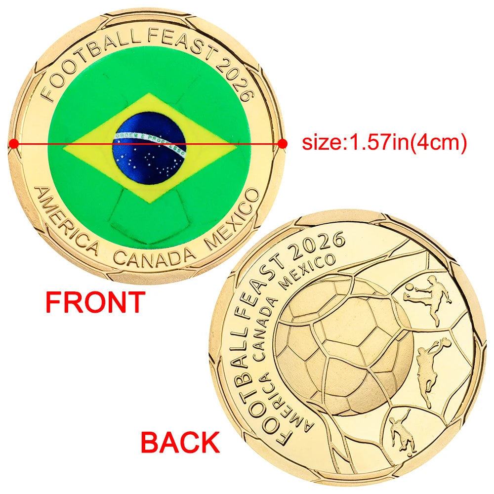 Pièce Commémorative FIFA Coupe du Monde 2026 – 12 Équipes | Métal Plaqué | Cadeau Fan Football