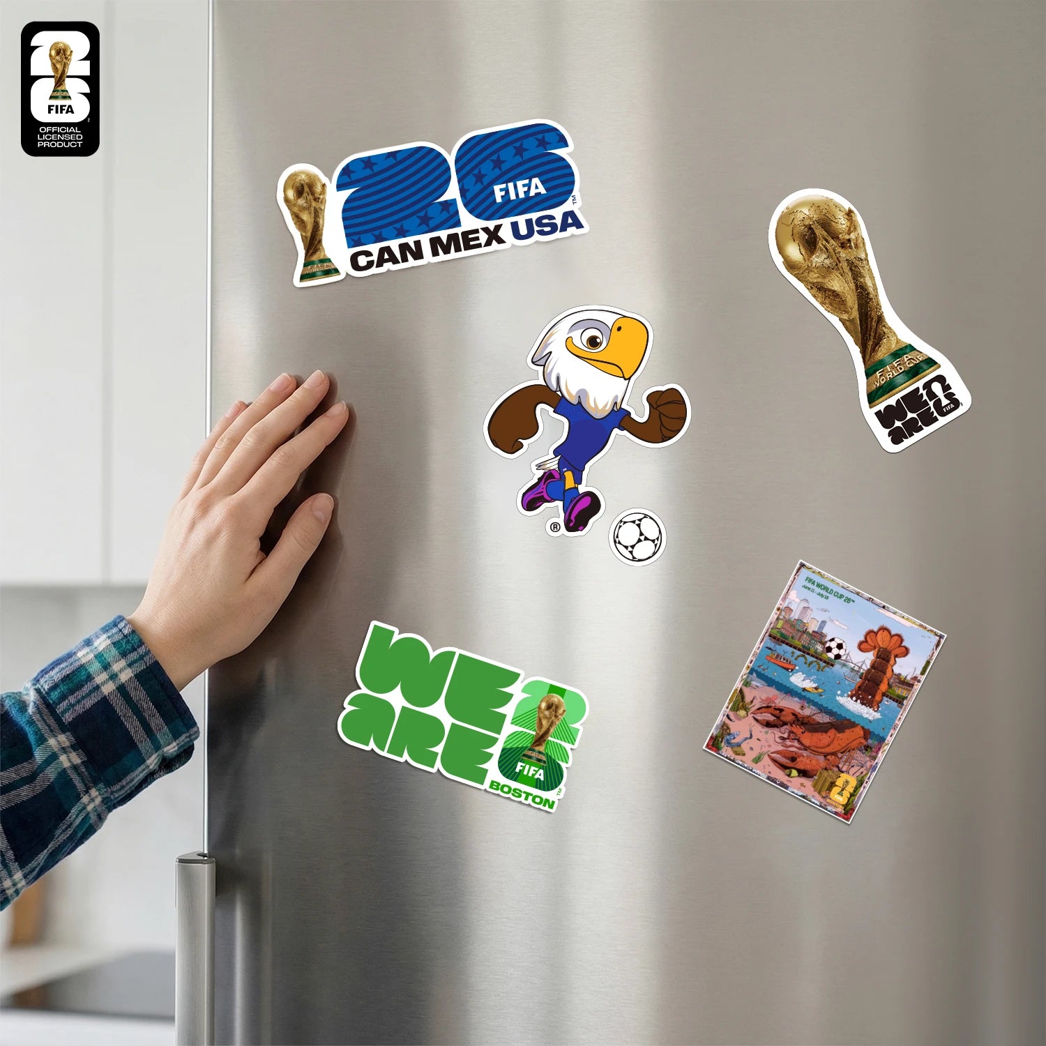 Aimant Frigo Officiel FIFA 🏆 - Coupe du Monde 2026 | Trophée, Villes Hôtes & Mascotte | 12 Designs