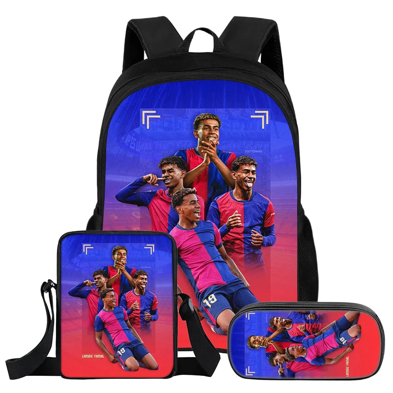 Pack 3 Sacs à Dos Lamin Yamal — Sac à Dos + Bandoulière + Trousse | 11 Coloris | Enfants