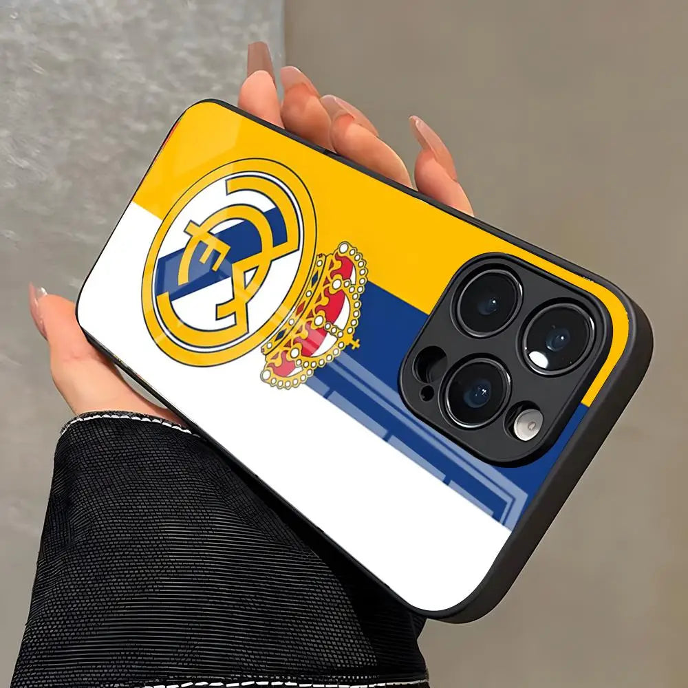 Coque iPhone Real Madrid ⚽ - Protection Verre Trempé | iPhone 11 à iPhone 17 Pro Max