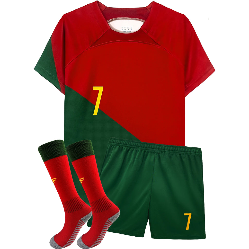 Ensemble Maillot Football Enfant ⚽ - Maillot + Short + Bas - Tailles 2 à 13 ans - Respirant Polyester