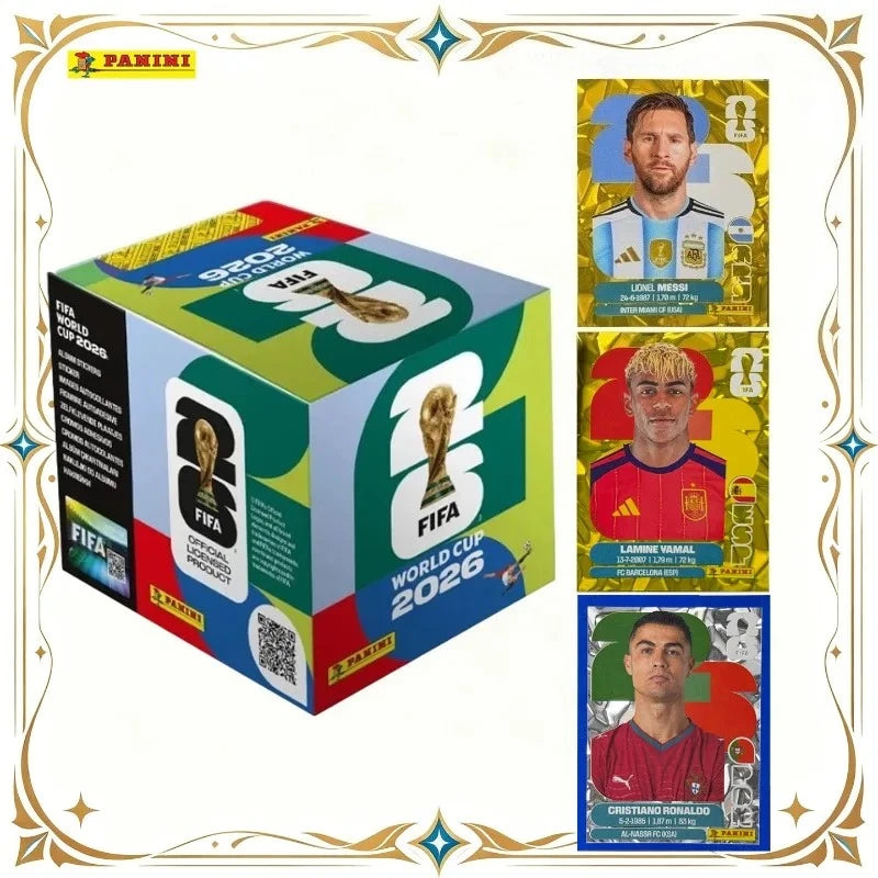 Autocollants Panini Officiel FIFA Coupe du Monde 2026 – Messi, Mbappé, Haaland, Yamal | Pack 3 à 30