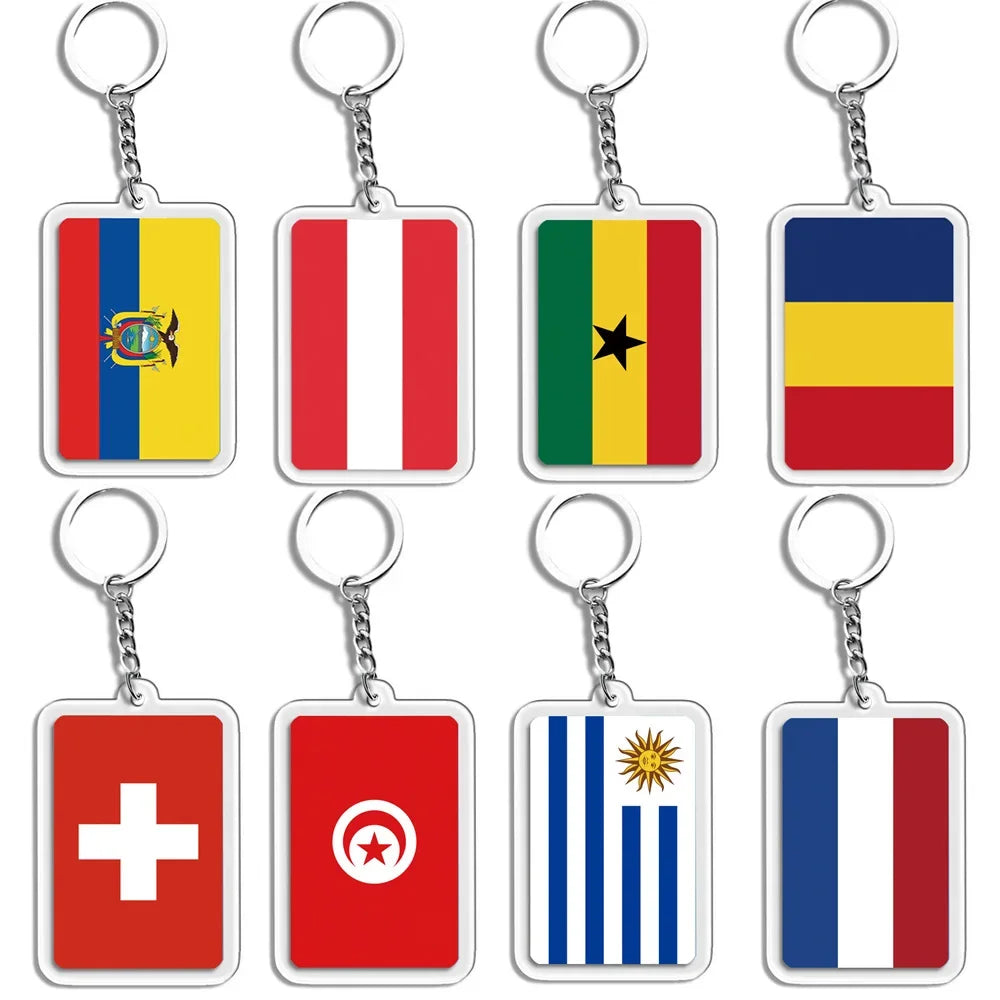 Porte-Clés Drapeaux du Monde Acrylique – Multi-Pays 🌍