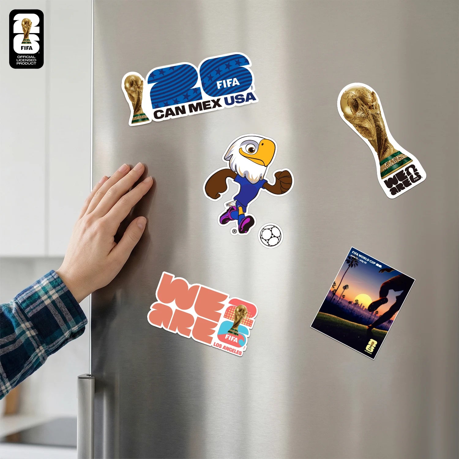 Aimant Frigo Officiel FIFA 🏆 - Coupe du Monde 2026 | Trophée, Villes Hôtes & Mascotte | 12 Designs
