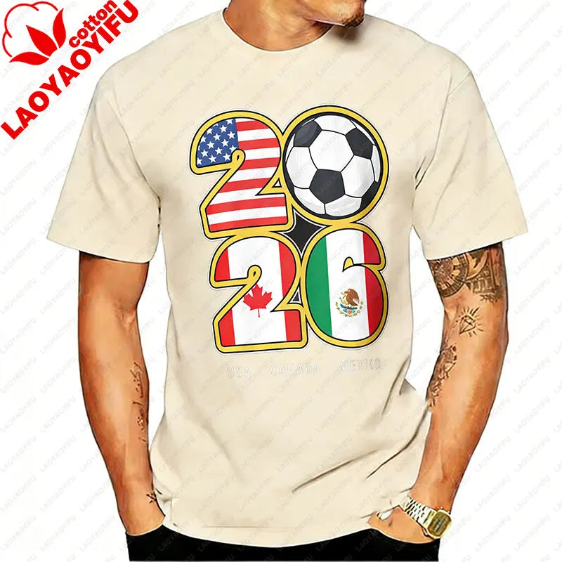 T-shirt Football Nord-Américain 2026 | Drapeaux USA Canada Mexique | 9 Coloris | XS–XXXL