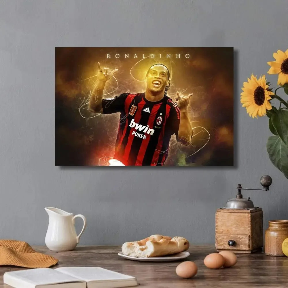 Affiche Toile Ronaldinho 🇧🇷⚽ | Poster Football Légende | Déco Chambre | 21 Designs | 5 Formats