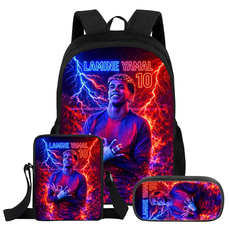 Pack 3 Sacs à Dos Lamin Yamal — Sac à Dos + Bandoulière + Trousse | 11 Coloris | Enfants