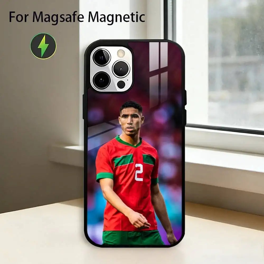 ⚽🔥 Coque Hakimi MagSafe | iPhone 11 à 17 Pro Max | Protection Premium Footballeur | Recharge Sans Fil