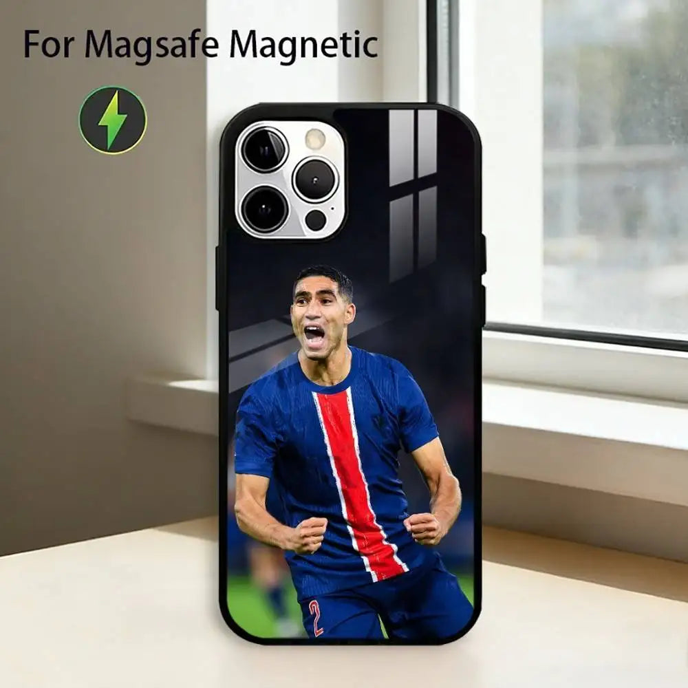 ⚽🔥 Coque Hakimi MagSafe | iPhone 11 à 17 Pro Max | Protection Premium Footballeur | Recharge Sans Fil