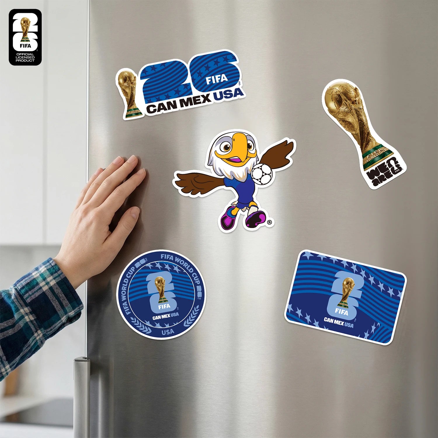 Aimant Frigo Officiel FIFA 🏆 - Coupe du Monde 2026 | Trophée, Villes Hôtes & Mascotte | 12 Designs